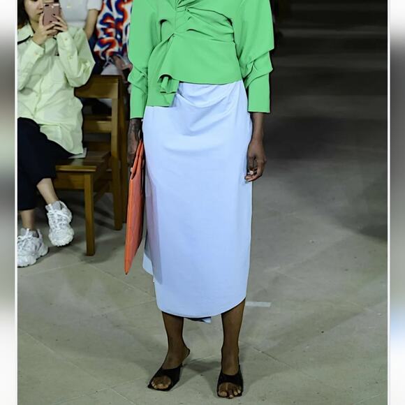 A.W.A.K.E. MODE Asymmetric Draped Midi Skirt Baby Blue 44 Spring Summer 2020 - Picture 2 of 13